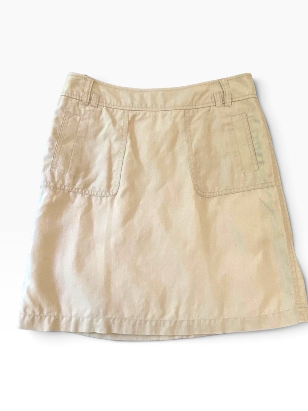 Esprit mini skirt 100% linen tan beige neutral lined pockets Summer Comfort 4